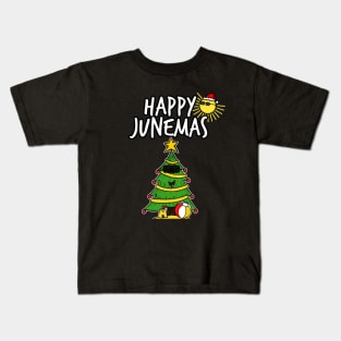 Happy Junemas Christmas June 2021 Tree Summer Funny Kids T-Shirt